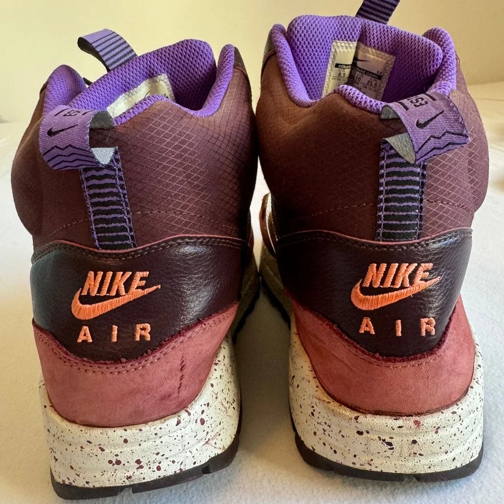 Nike sz 8.5 Women Air Max 1 Mid Sneaker Boot Deep Burgundy Iridescent Streetwear - Picture 8 of 12